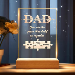 Personalised Puzzle Piece Night Light With Name - Heartfelt Father's Day Gift
