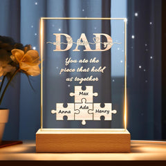 Personalised Puzzle Piece Night Light With Name - Heartfelt Father's Day Gift