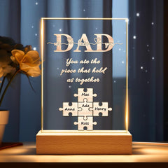 Personalised Puzzle Piece Night Light With Name - Heartfelt Father's Day Gift
