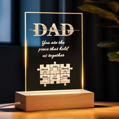 Personalised Puzzle Piece Night Light With Name - Heartfelt Father's Day Gift