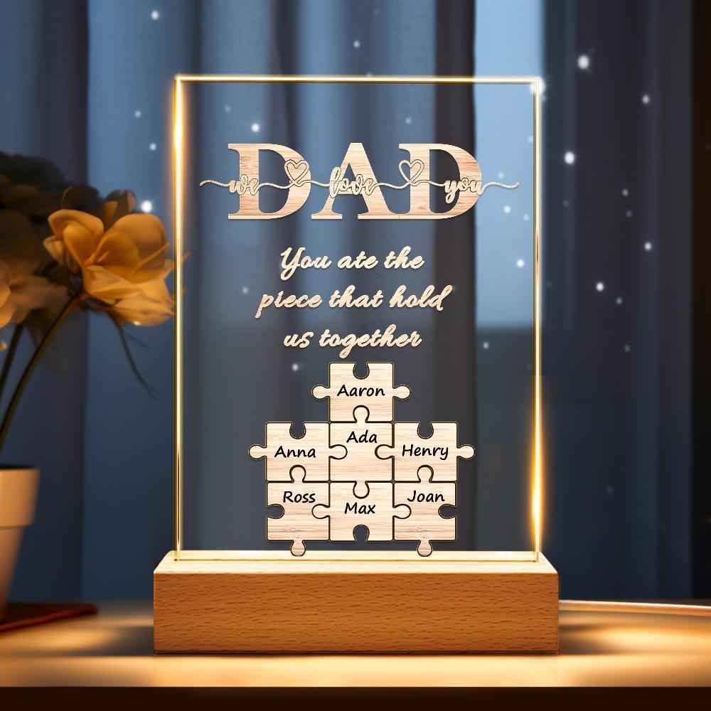 Custom Puzzle Night Light Name Night Light Best Gift For Father You Are The Piece That Hold Us Together