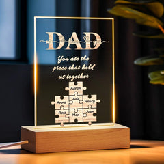 Personalised Puzzle Piece Night Light With Name - Heartfelt Father's Day Gift