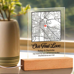 Anniversary Gifts Custom Engraved Map Night Light Our First Date Night Light For Couple