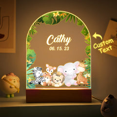 Personalised Santa & Elk Christmas Tree Night Light - Custom Name Desk Lamp