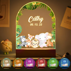 Personalised Santa & Elk Christmas Tree Night Light - Custom Name Desk Lamp