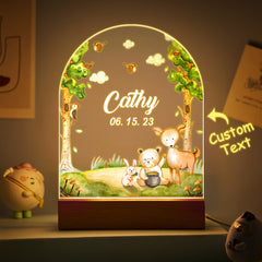 Personalised Santa & Elk Christmas Tree Night Light - Custom Name Desk Lamp