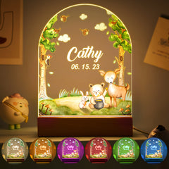 Personalised Santa & Elk Christmas Tree Night Light - Custom Name Desk Lamp