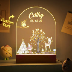 Personalised Santa & Elk Christmas Tree Night Light - Custom Name Desk Lamp