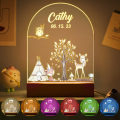 Personalised Santa & Elk Christmas Tree Night Light - Custom Name Desk Lamp