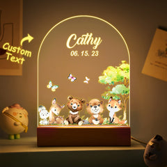 Personalised Santa & Elk Christmas Tree Night Light - Custom Name Desk Lamp