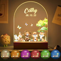 Personalised Santa & Elk Christmas Tree Night Light - Custom Name Desk Lamp