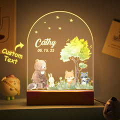 Personalised Santa & Elk Christmas Tree Night Light - Custom Name Desk Lamp
