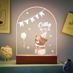 Personalised Santa & Elk Christmas Tree Night Light - Custom Name Desk Lamp