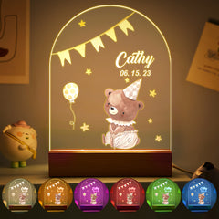 Personalised Santa & Elk Christmas Tree Night Light - Custom Name Desk Lamp