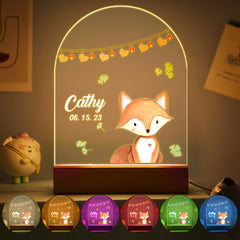 Personalised Santa & Elk Christmas Tree Night Light - Custom Name Desk Lamp