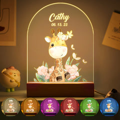 Personalised Santa & Elk Christmas Tree Night Light - Custom Name Desk Lamp