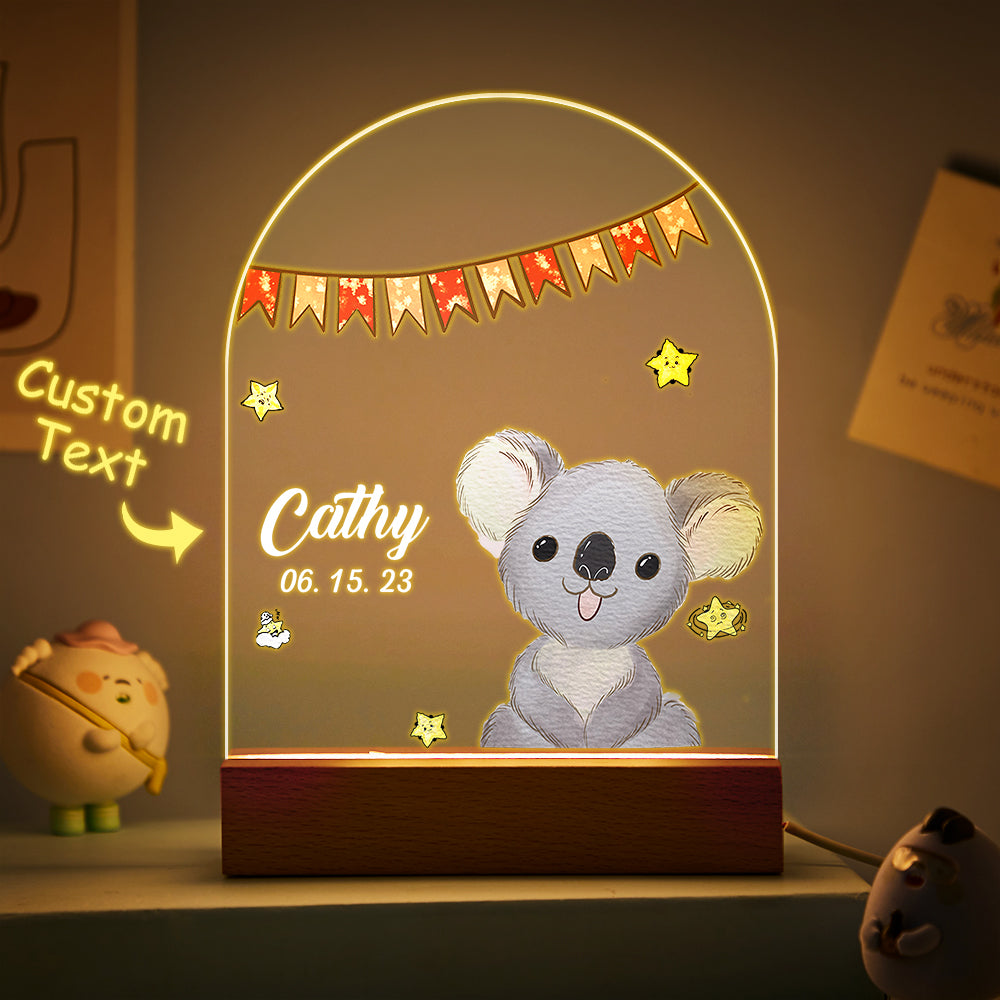 Personalised Santa & Elk Christmas Tree Night Light - Custom Name Desk Lamp