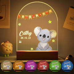 Personalised Santa & Elk Christmas Tree Night Light - Custom Name Desk Lamp