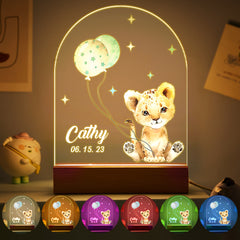 Personalised Santa & Elk Christmas Tree Night Light - Custom Name Desk Lamp