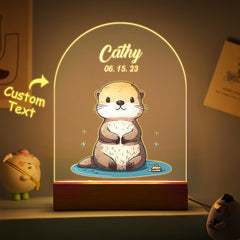 Personalised Santa & Elk Christmas Tree Night Light - Custom Name Desk Lamp