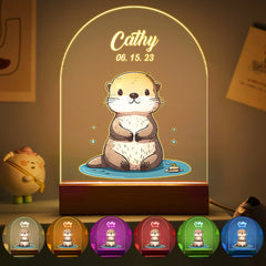 Personalised Santa & Elk Christmas Tree Night Light - Custom Name Desk Lamp