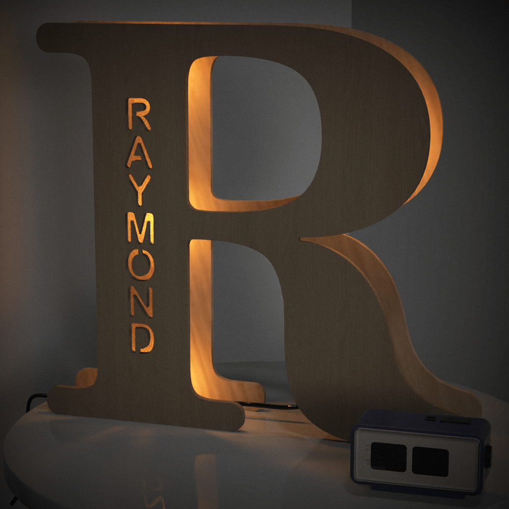 Personalised Name Wooden Letter Night Light - 28cm Custom LED Decor