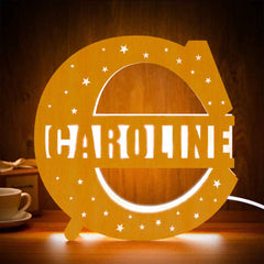 Personalized Initial Name Wooden Night Light Custom Letter Lamp Room Decor