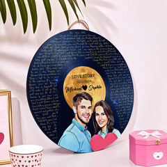 Personalised Vinyl Record Wood Sign - Custom Song Lyrics & Portrait Round Wall Art