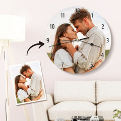 Personalised Round Photo Wall Clock - Custom Family Memory Clock