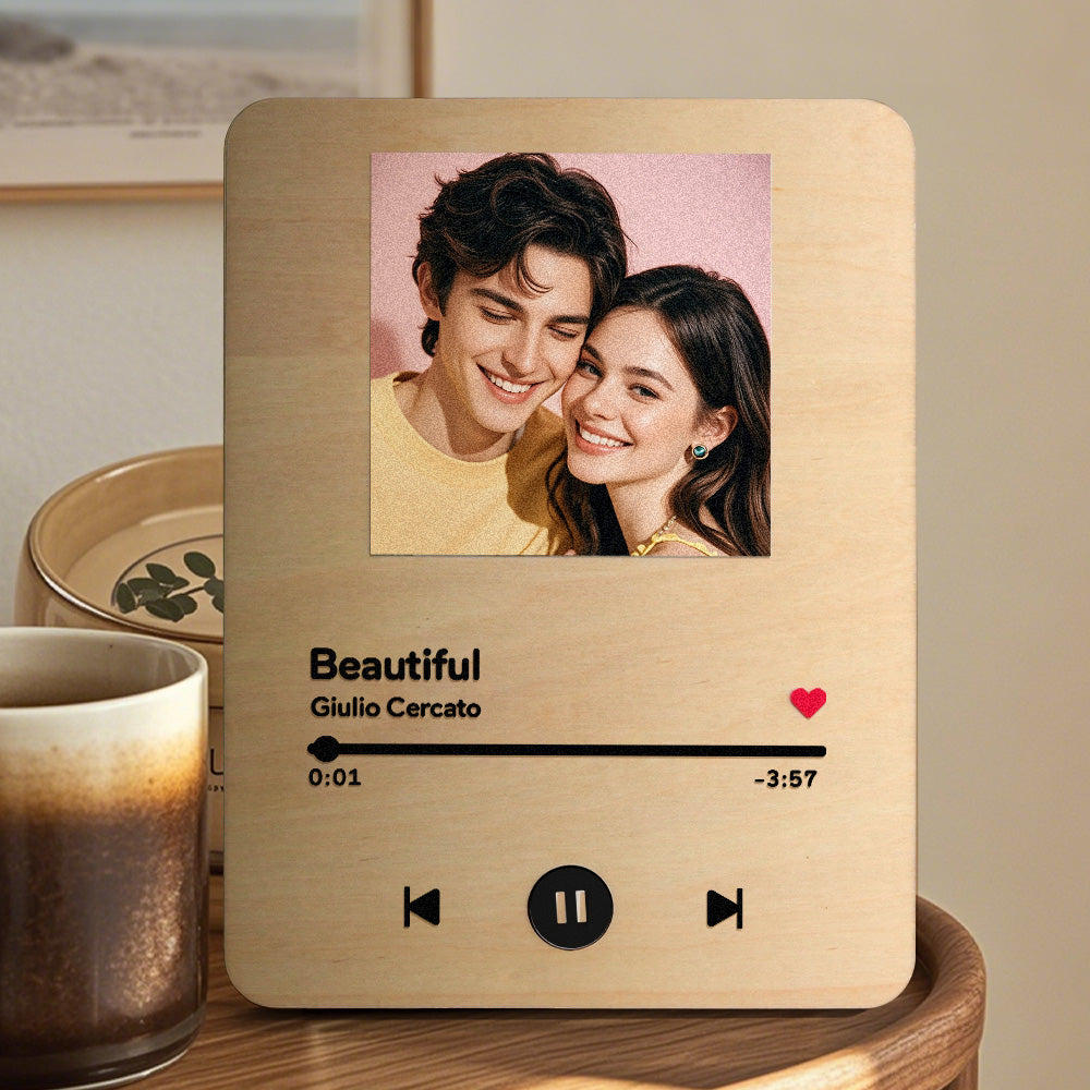 Wooden Music Record Player with Photo Wedding Anniversary Gifts