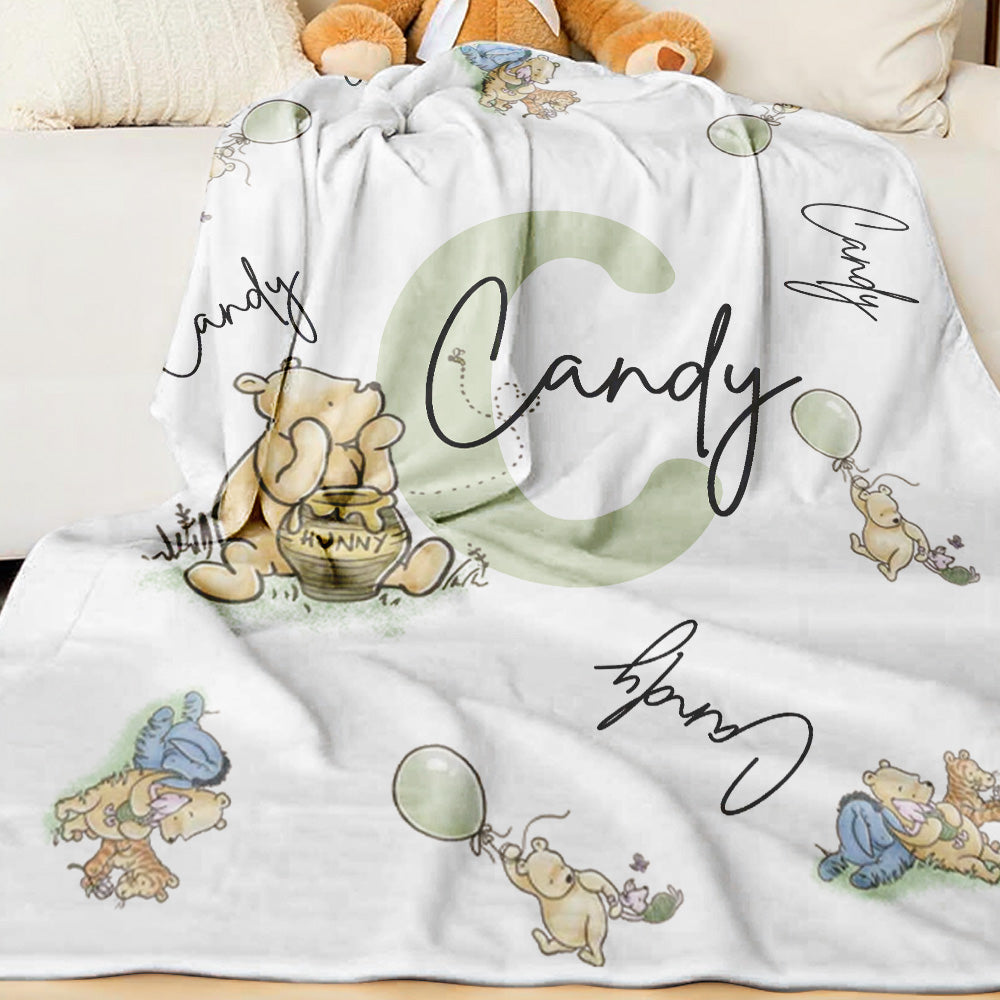 Baby-friendly Winnie the Pooh blanket with soft flannel fabric.