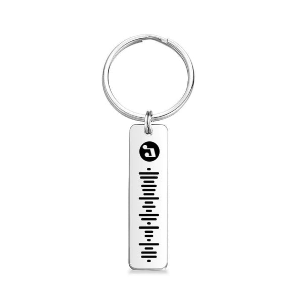 Personalised projection music code keychain presented in gift box – ideal custom song keyring for weddings and anniversaries