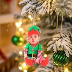 Personalized Baby Elf Ornament Baby Photo First Christmas Ornament Gift for Kids