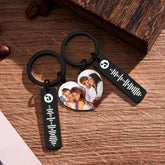 Personalised Music Code Heart Keychain - Custom Engraved Name Gift