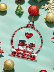 Personalized Snowman Christmas Ornament with Family Name Snowball Ornament Gift for Family
