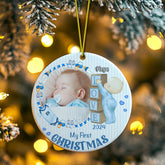 Personalised Baby's First Christmas Photo Ornament - Ceramic Keepsake Gift