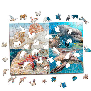 Personalized Animal Wood Puzzle Custom Jigsaw Puzzle with 1-4 Photos