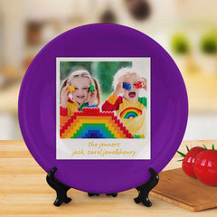 Custom Printed Text Photo Purple Ceramics Plate Dinnerware Gifts For Kids