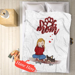 Personalised Name Dog Mum Fleece Blanket - Custom Pet Number Blanket