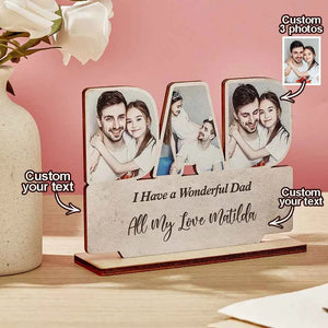 Personalized Dad Wooden Plaque Custom Photo Dad Plaque Ornament Father's Day Gift for Dad