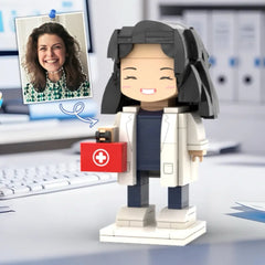 Personalised Head Custom Text Brick Figure with Medical Kit | Doctor's Day & Career Gift