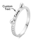 Custom Cat-Shaped Ring with Name Engraving - Adorable Birthday Gift for Cat and Pet Lovers