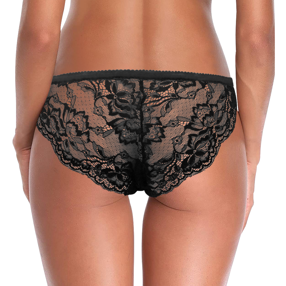 Close-up of Heart Lace personalised face underwear showing high-definition heart photo print and crisp colours on women's panties