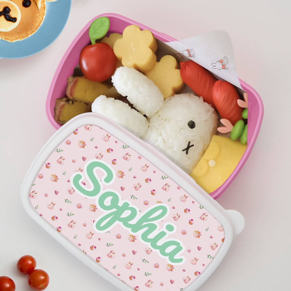 Compact, lightweight personalised rabbit lunch box for school lunches – practical size for children’s meals