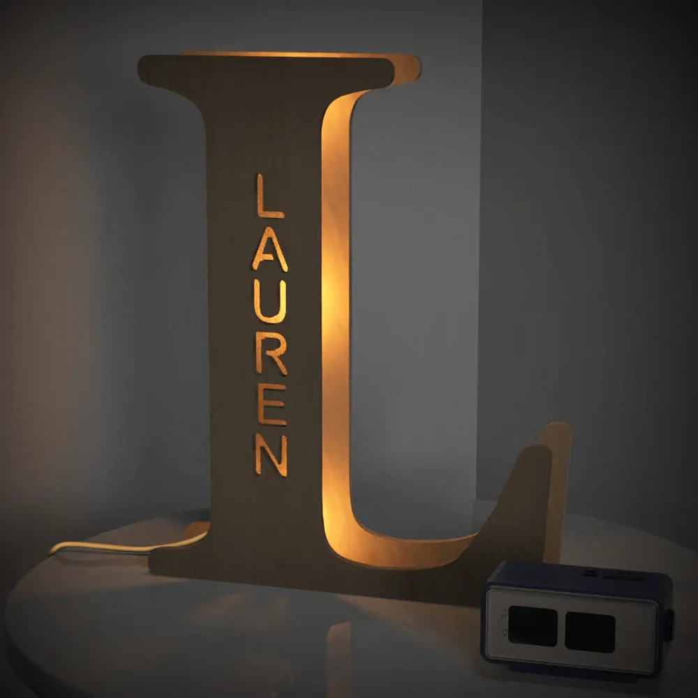Personalised Wooden Letter Lamp - Custom Name Night Light 19CM - Unique Gift