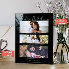Custom three Photo Glass Plauqe Romantic Photo Plaque Painting Gift