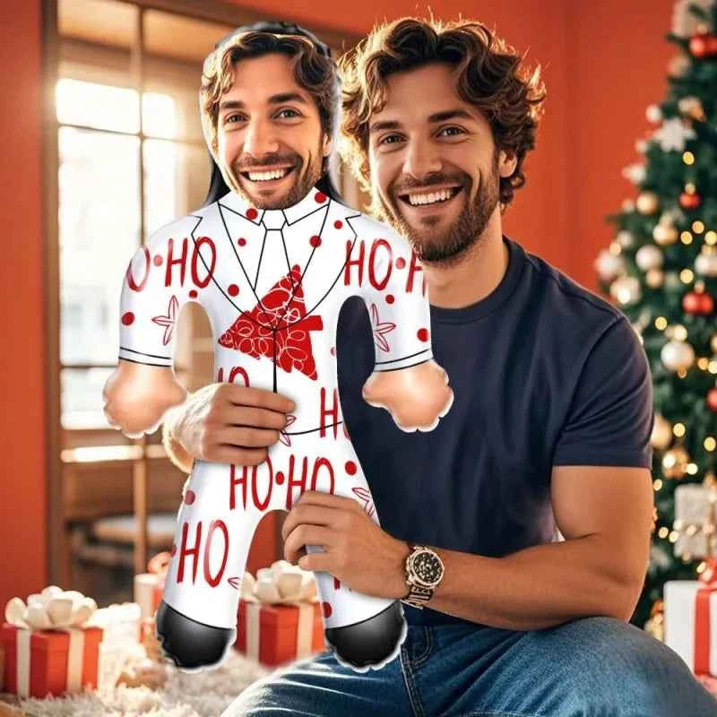 Custom Face White Christmas Suit Blow Up Dolls Funny Inflatable Balloon Custom Air Doll for Party Favors Christmas Gifts