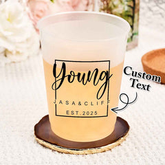 Personalized Disposable Plastic Cups with 12oz or 16oz for Wedding Party Supplies Gift for Couple