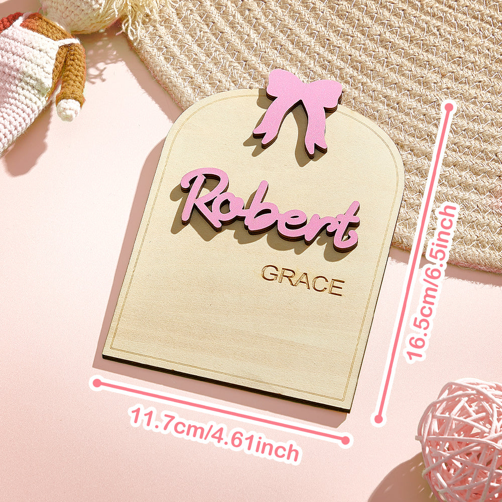 Customisation options for personalised baby name sign showing font choices and layout for birth info