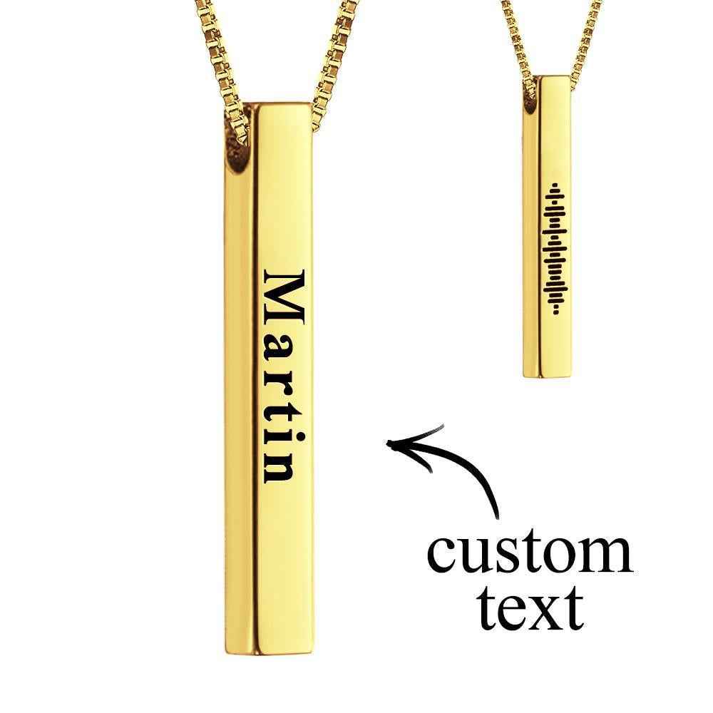 Engraved Text Scannable Code Music 3D Vertical Bar Necklace